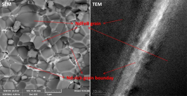 sintered neodymium NdFeB magnet microstructure SEM TEM